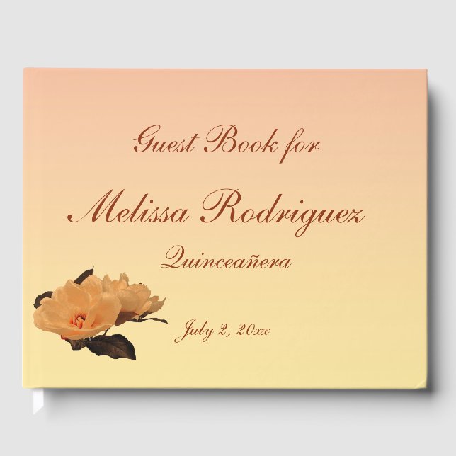 Livre D'or Floral Garden Peony Flowers Quinceanera Guest Book (Recto)