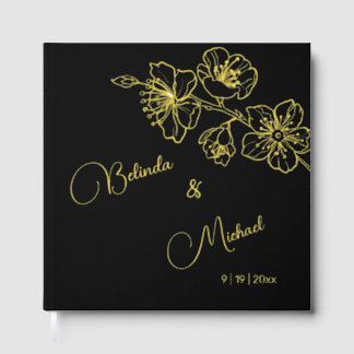 Livre D'or Floral Gold Black Christmas Wedding