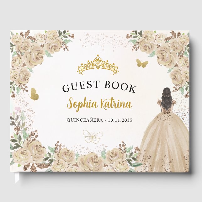 Livre D'or Floral Gold Parties scintillant Princess Quinceane (Recto)