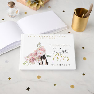 Livre D'or Floral Hen Party Futur Mme Nom Black Gold Script