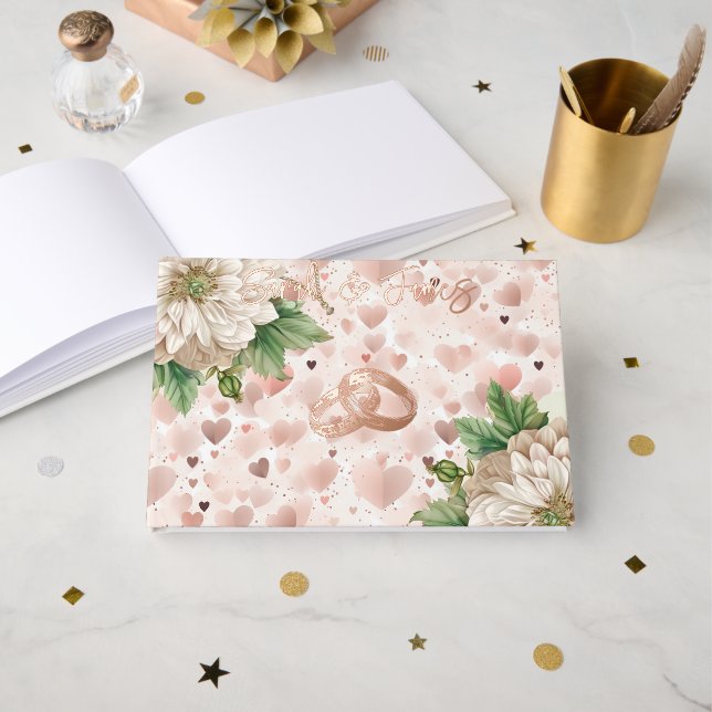 Livre d'or floral or rose (Recto ouvert)
