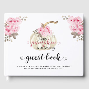 Livre D'or Floral Petite fille Citrouille Baby shower rose Fl