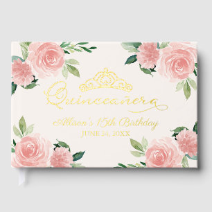 Livre d'or floral pour Quinceanera