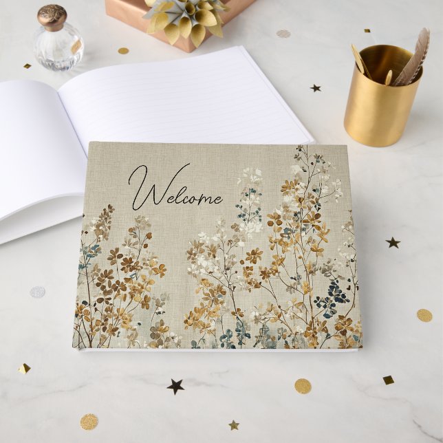 Livre D'or floral prairie ambre (Recto ouvert)