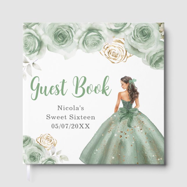 Livre D'or Floral Princess in a Green Dress Sweet Sixteen (Recto)