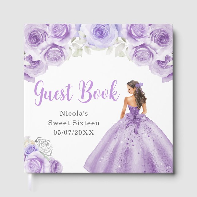 Livre D'or Floral Princess in Purple Dress Sweet Sixteen (Recto)