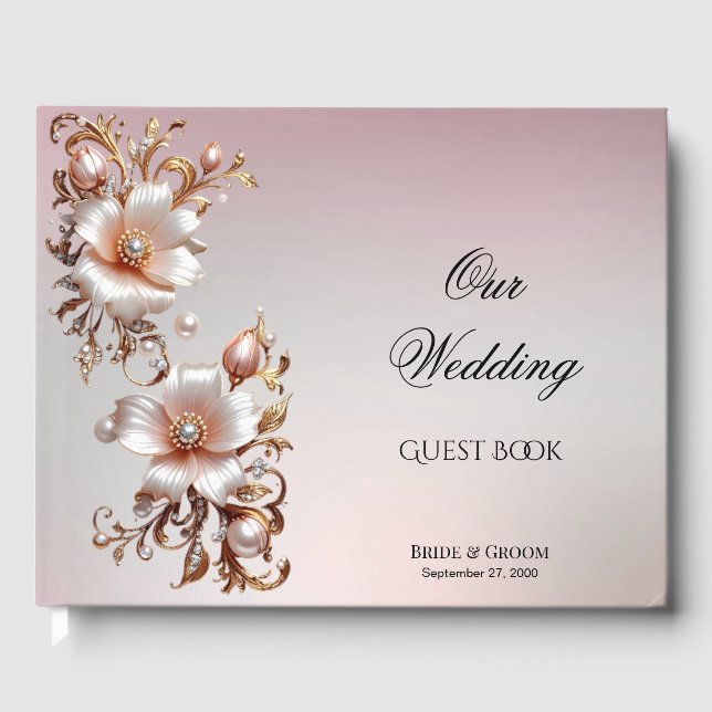 Livre d'or floral rose décoratif (Recto)