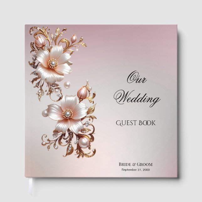 Livre d'or floral rose décoratif (Recto)