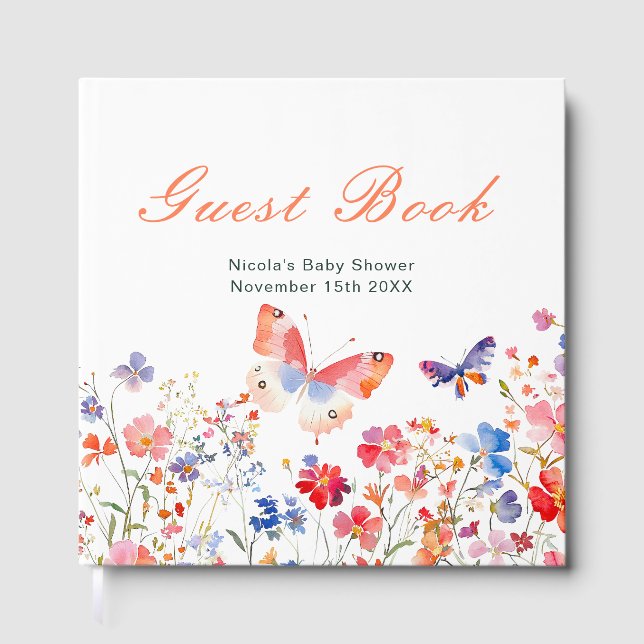 Livre D'or Floral Summer Butterfly Baby Shower Guest Book (Recto)