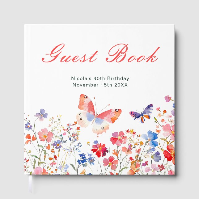 Livre D'or Floral Summer Butterfly Birthday Party (Recto)
