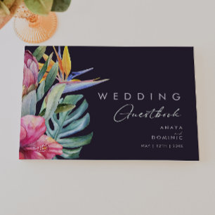 Livre D'or Floral tropical coloré   Mariage pourpre foncé