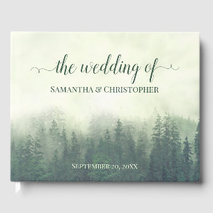 Livre D'or Foggy Green Mountains & Pines Rustique Mariage