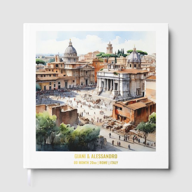 Livre D'or Foil Roman Forum Rome Italie aquarelle événement (Recto)