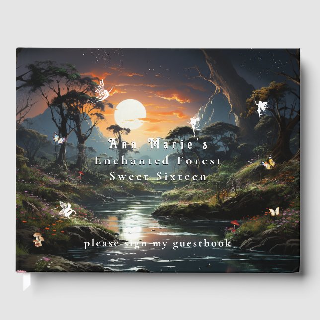 Livre D'or Forêt enchantée Fleuve Sun Fairies Papillons (Recto)