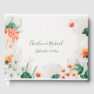 Livre D'or Forêt Vert Rustique Orange Blanc Floral
