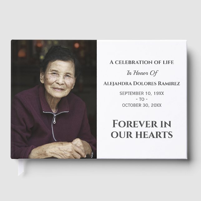 Livre D'or Forever In Our Hearts Modern Custom Photo Memorial (Recto)