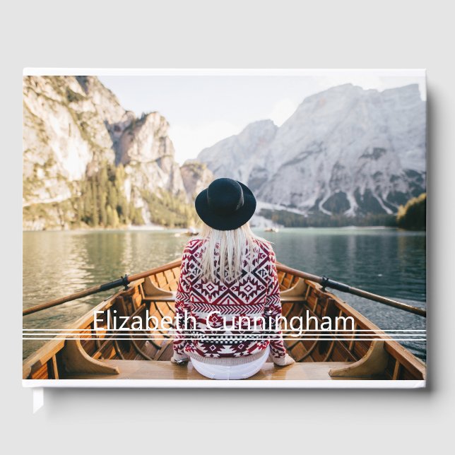 Livre D'or Forever in our Hearts Modern Lines Photo Memorial (Recto)