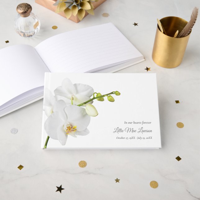 Livre D'or Forever in our Hearts Orchid Funeral Memorial (Recto ouvert)