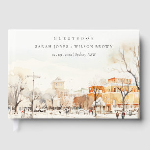 Livre D'or Forgo North Dakota City Scape Mariage d'aquarelle