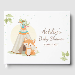 Livre d'or Fox Baby shower Teepee pow wow Woodland