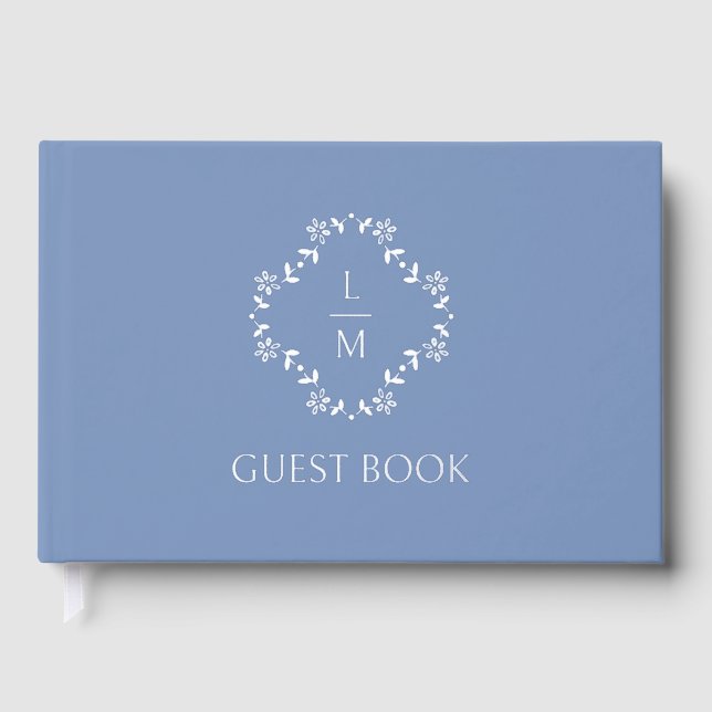 Livre D'or Français Floral Couple Monogram Mariage (Recto)