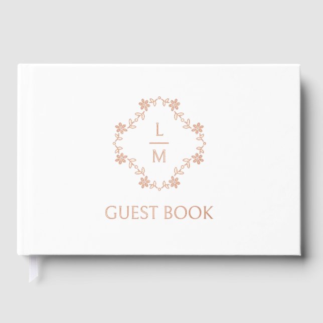 Livre D'or Français Floral Couple Monogram Mariage (Recto)