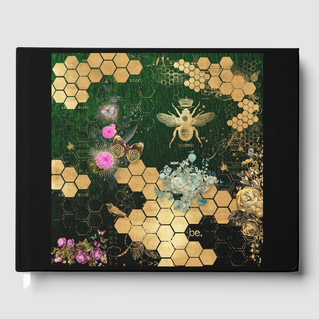 Livre D'or française chic, victorienne, abeille, florale, feu (Recto)