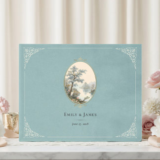 Livre D'or French Heron Dusty Blue Wedding