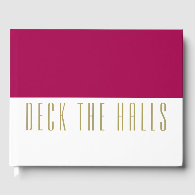 Livre D'or Fun Burgundy BLANC Couleur Bloc "PONCEZ LES HALLS" (Recto)