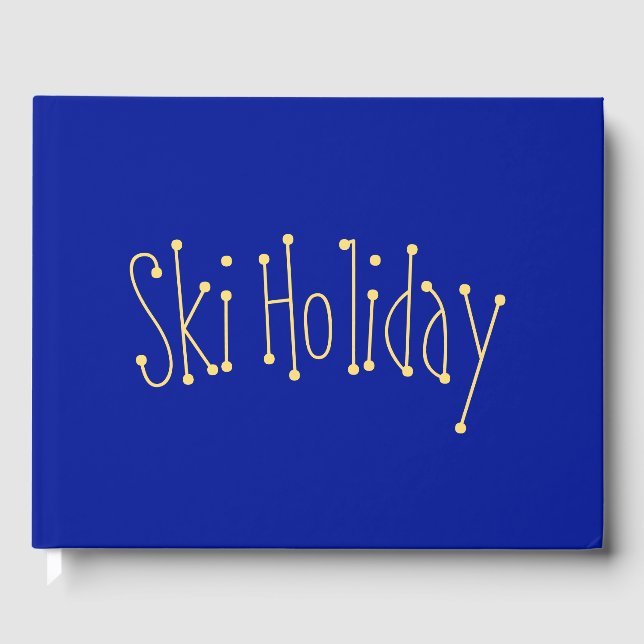 Livre D'or Fun "Ski Holiday" Texte Centré Sur Bold Royal Blue (Recto)