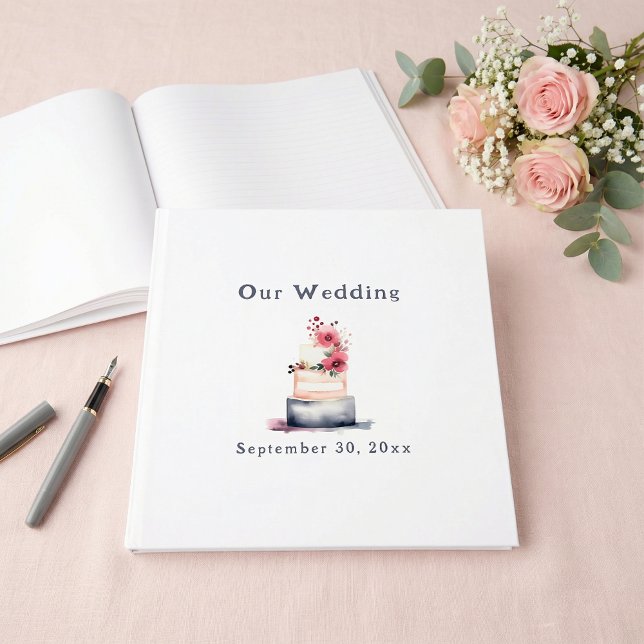Livre D'or Fun watercolor wedding cake guest book (Fun watercolor wedding cake guest book)