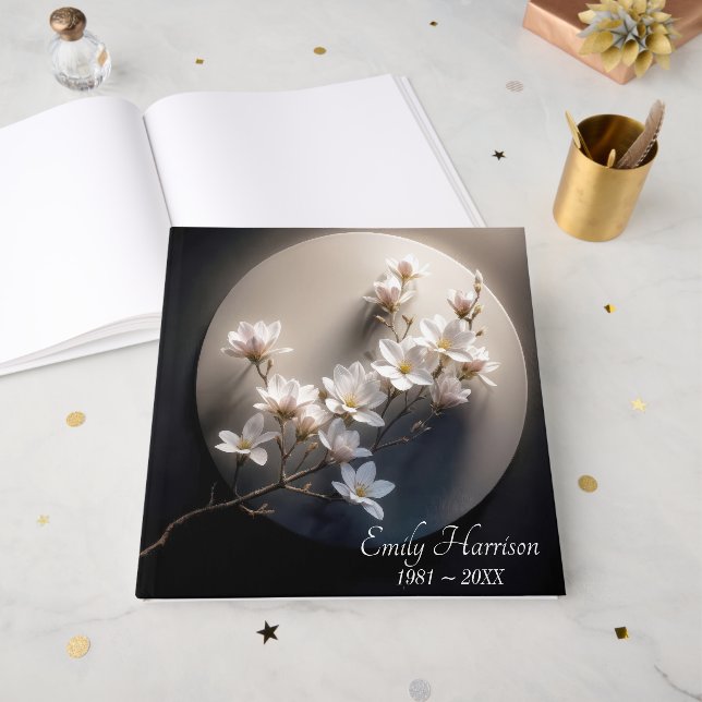 Livre D'or Funeral Flowering Dogwood Tree Branch (Recto ouvert)