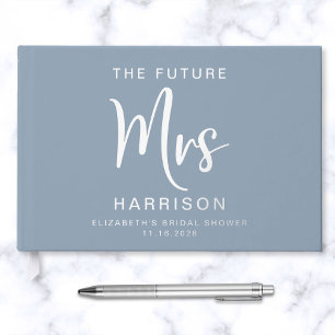Livre D'or Future Mrs Argent Feuille Poussiéreux Bleu Baby Sh