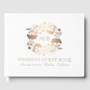 Livre D'or Gaine de fleurs d'or et de blanc Élégant mariage
