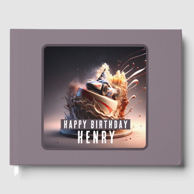 Livre D'or Gâteau de course automobile - Anniversaire (Recto)