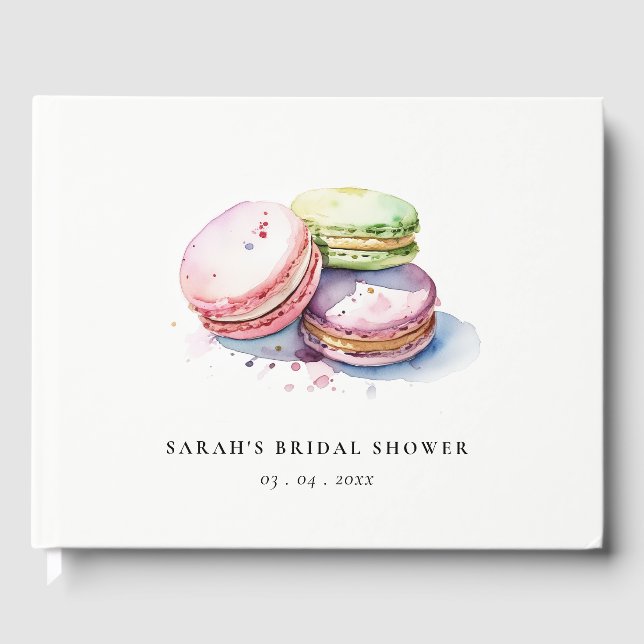 Livre D'or Gâteau de macarons français à l'aquarelle pour la  (Recto)