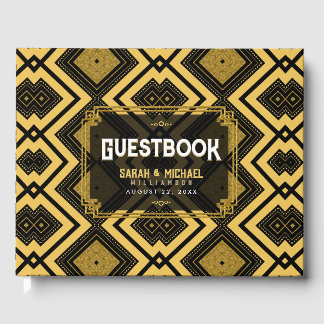 Livre D'or Géométrie Glam Or Noir Mariage Motif