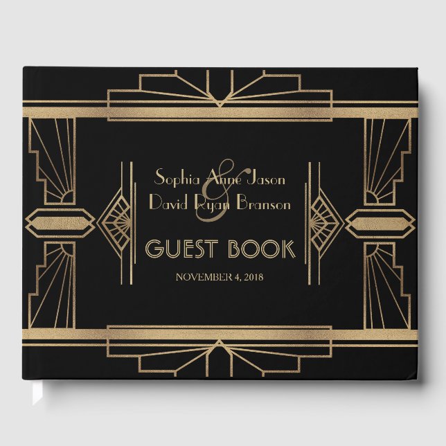 Livre D'or Glam Gold Roaring 20's Great Gatsby 1920 Mariage (Recto)