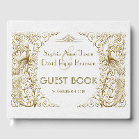 Glam White Gold Art Déco Peacocks Mariage