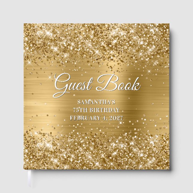 Livre D'or Glittery Gold and White 75th Birthday (Recto)