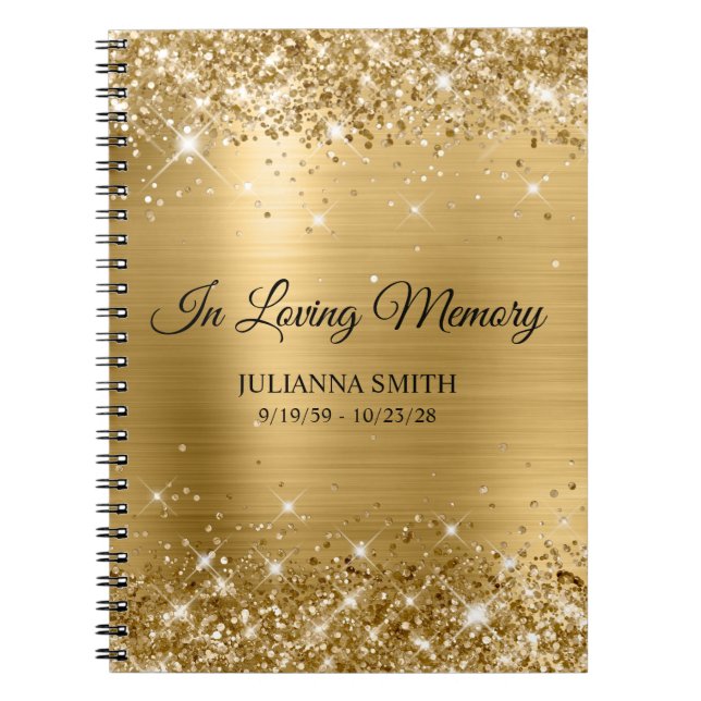Livre d'or Glittery Gold Foil Memorial Service (Devant)