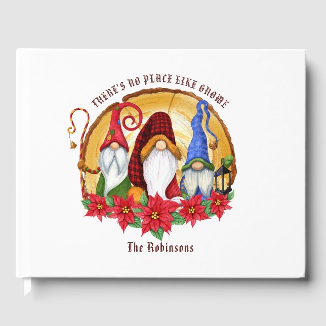 Livre D'or Gnomes de Noël à carreaux nordiques rustiques (Recto)