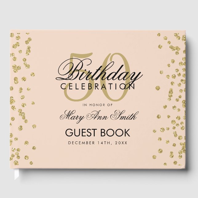 Livre D'or Gold 50th Birthday Party Parties scintillant Confe (Recto)