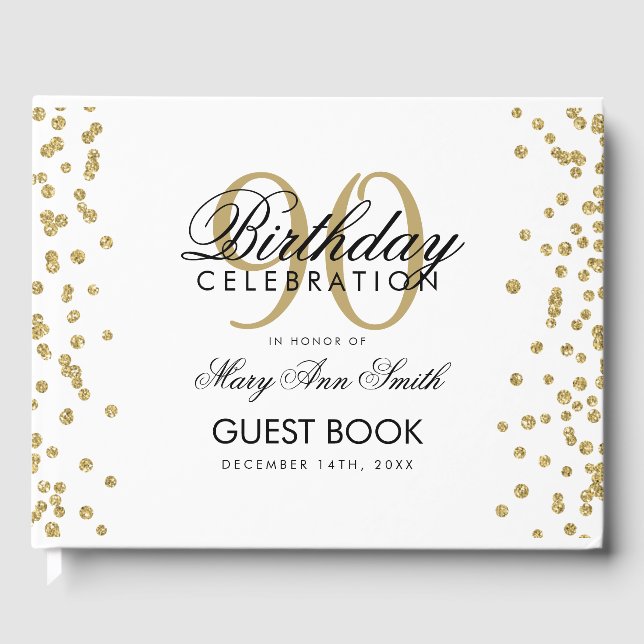 Livre D'or Gold 90e anniversaire Parties scintillant Confetti (Recto)