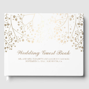 Livre D'or Gold Baby's Breath Floral Blanc Elégant Mariage