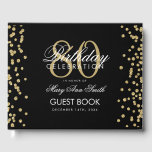 Livre D'or Gold Black 80th Birthday Party Parties scintillant<br><div class="desc">Elégante 80ème anniversaire de la Parties scintillant d'or Confetti modèle noir.</div>