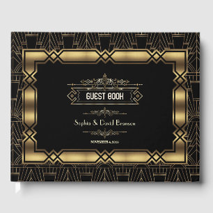 Livre D'or Gold Black Art Déco Gatsby 1920s Style Mariage