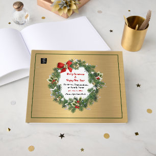 Livre D'or Gold Business Logo Famille de Noël personnalisé