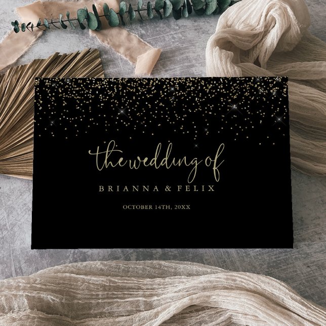 Livre D'or Gold Confetti Calligraphie Mariage de script (Créateur téléchargé)