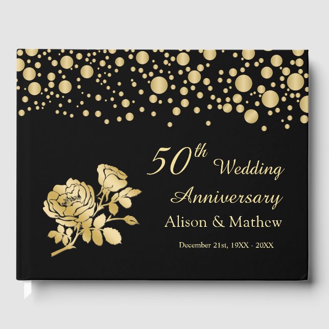 Livre D'or Gold Confetti Rose 50e anniversaire Mariage (Recto)